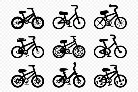 Vector Black Bicycle Icon Set. Simple Minimalistic Vector Bike Icon Collection Illustrazione stock