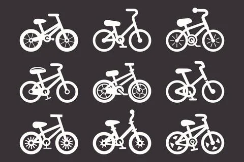 Vector Black Bicycle Icon Set. Simple Minimalistic Vector Bike Icon Collection Ilustración de archivo