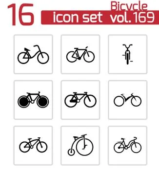 Vector black bicycle icons set Stock Illustration