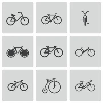 Vector black bicycle icons set Stock Illustration