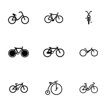 Vector black bicycle icons set Stock Illustration