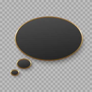 Vector black blank speech bubble with golden edge on dark background. 스톡 일러스트