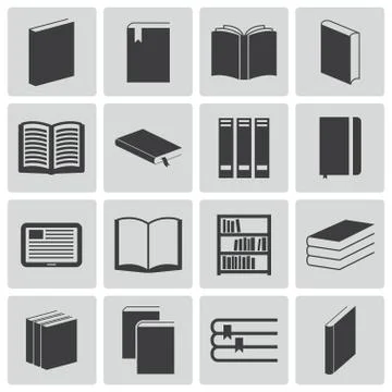 Vector Black Book Icons Set Stock Illustration