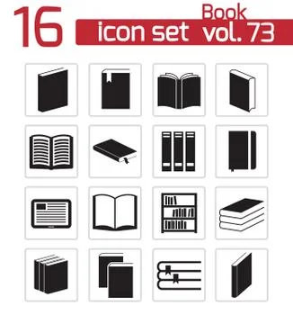 Vector black  book  icons set Stock Illustration