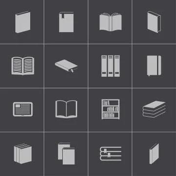 Vector black  book  icons set Stock Illustration