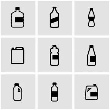 Vector black bottles icon set Stock Illustration
