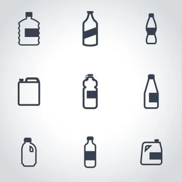 Vector black bottles icon set Stock Illustration