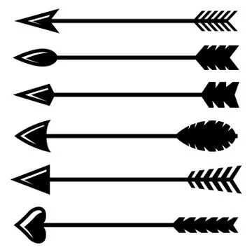 Vector black bow arrow icons set Stock Illustration