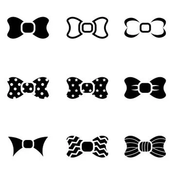 Vector black bow ties icon set Stock Illustration