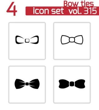 Vector black bow ties icons set Stock Illustration