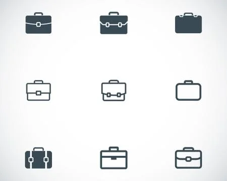 Vector black briefcase icons set Illustrazione stock