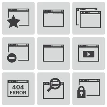 Vector black browser icons Stock Illustration