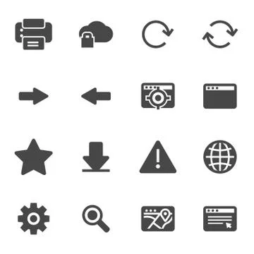 Vector black browser icons set Stock Illustration