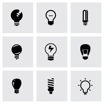 Vector black bulbs icon set Stock Illustration