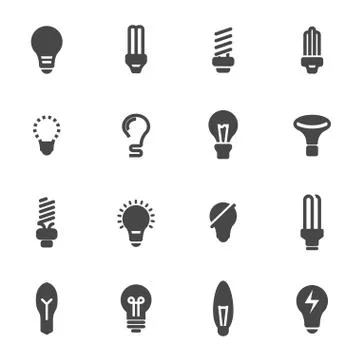 Vector black bulbs icons set Stock-Illustration