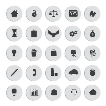 Vector black business web icons set. Stock Illustration