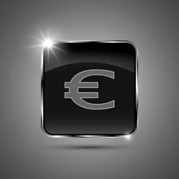 The vector black button in a metal frame Illustrazione stock