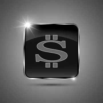 The vector black button in a metal frame Stock Illustration