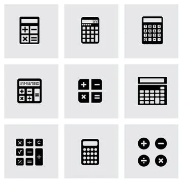 Vector black calculator icon set Stock Illustration