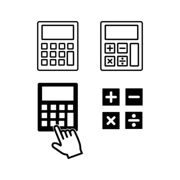 Vector black calculator icon set Stock Illustration