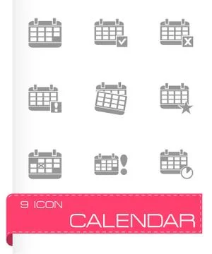 Vector black calendar icon set Stock Illustration