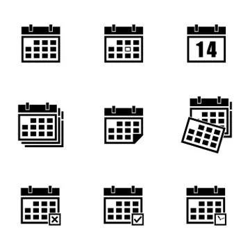 Vector black calendar icons set Stock-Illustration