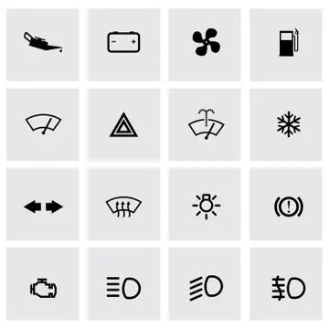 Vector black car dashboard icon set Stock Illustration