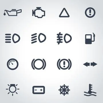 Vector black car dashboard icon set Illustrazione stock