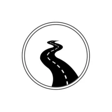 Vector black car road icon. Highway symbol. Road sign. Stock Illustration
