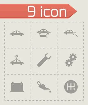 Vector black car service icon set Stock Illustration