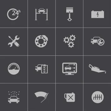 Vector black car service set Illustrazione stock