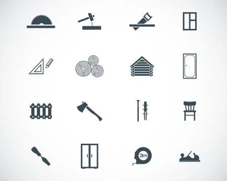 Vector black  carpentry icons set Stock-Illustration