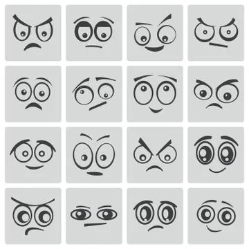 Vector black  cartoon  eyes  set Stock Illustration