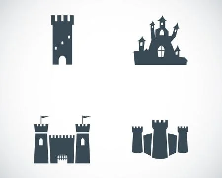 Vector black castle icons set Stock Illustration