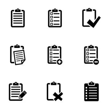 Vector black check list icon set Stock Illustration