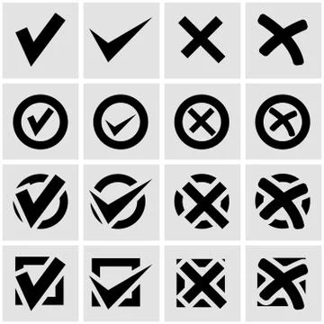 Vector black check marks icon set Stock Illustration