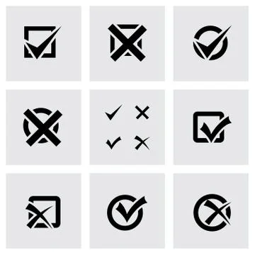 Vector black check marks icon set Stock Illustration