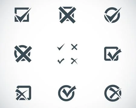 Vector black check marks icons set Stock Illustration