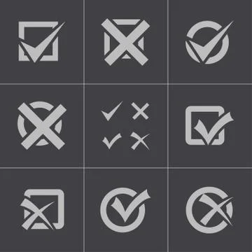 Vector black check marks icons set Stock Illustration