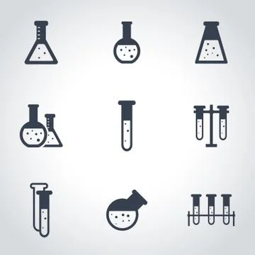 Vector black chemistry icon set Stock Illustration