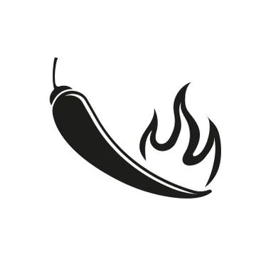 Vector black chilli pepper icon on white background. Stock Illustration