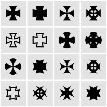 Vector black choppers crosses icon set Stock Illustration