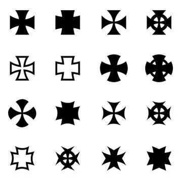 Vector black choppers crosses icon set Stock Illustration