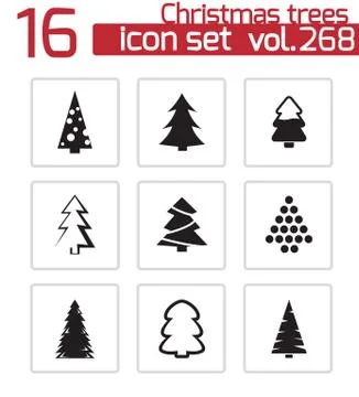 Vector black christmas tree icons set イラスト素材