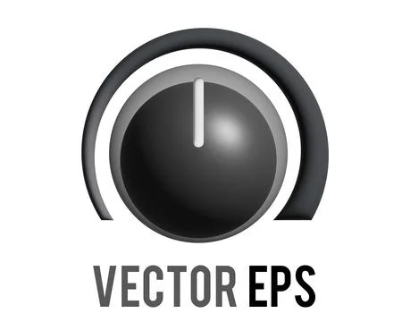 Vector black circle audio mixing console controller button 3D icon Illustrazione stock