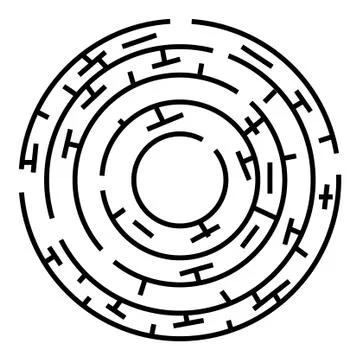 Vector Black Circle Maze, Isolated on White 스톡 일러스트