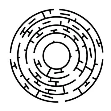 Vector Black Circle Maze, Isolated on White Stock Illustration