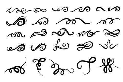 Vector Black Classic Floral Border, Design Element for your Title, Wedding In Stock Illustration