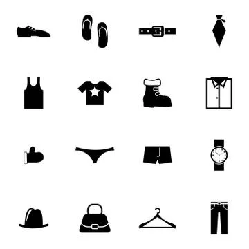 Vector black  clothes  icons set Illustrazione stock