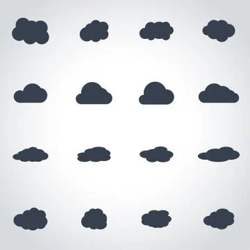 Vector black cloud icon set Stock Illustration